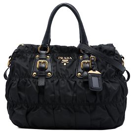 Borsa Satchel Prada Tessuto Gaufre nera