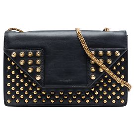 Borsa a tracolla Betty Mini in pelle borchiata nera Saint Laurent