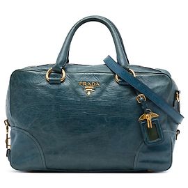 Borsa Prada Vitello Shine Blu