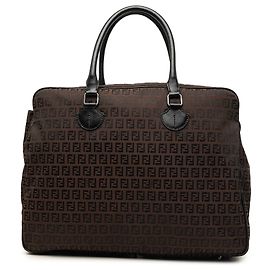 Borsa business Fendi Zucchino in tela marrone