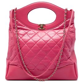 Borsa Shopping Satchel Chanel 31 Small in pelle di vitello invecchiata lucida matelassé Rosa