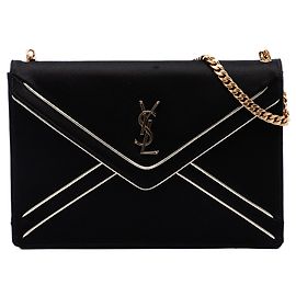 Sac à épaule Gaby en satin monogramme noir Saint Laurent