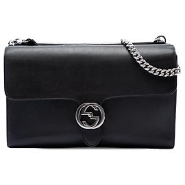 Bolso bandolera Gucci Medium Leather Dollar Interlocking G negro