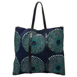 Tote bag Burberry Prorsum in nylon stampato blu con rifiniture in pelle