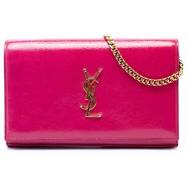 Borsa a tracolla Saint Laurent Kate Wallet on Chain in vernice monogramma rosa