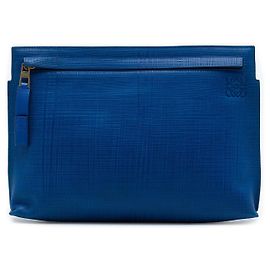 Clutch Anagram T in pelle blu LOEWE