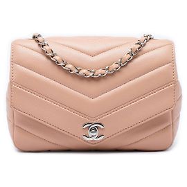 Borsa Crossbody Chanel Small Chevron Caviar Data Center Envelope Flap Beige