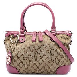 Borsa Satchel Gucci GG Canvas Sukey Rosa
