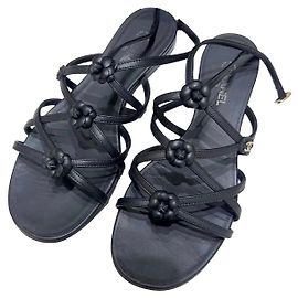 Sandali Chanel in pelle nera taglia 36