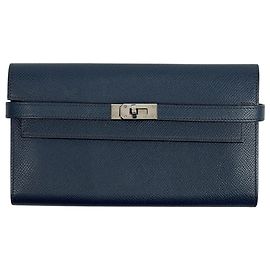 Hermès Hermes Kelly Long Bi-Fold Geldbörse in Blau