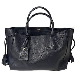 Longchamp Shopper aus blauem genarbtem Leder
