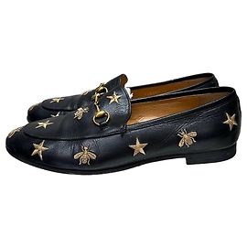 Mocassini in pelle ricamati Gucci Jordaan Bee & Star Sz.40 usati