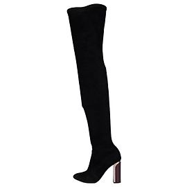 Botas por encima de la rodilla de gamuza negra Christian Dior Sz.38 de segunda mano