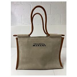Bolso tote Isabel Marant Toledo en ante beige y cuero marrón