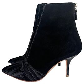 Stivaletti Emanuel Ungaro x Malone Souliers in camoscio e raso nero