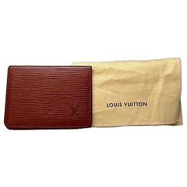 Tarjetero Vintage Louis Vuitton de piel Epi Rojo Oro