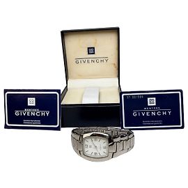 Vintage Givenchy Armbanduhr aus Edelstahl Silber Weiß
