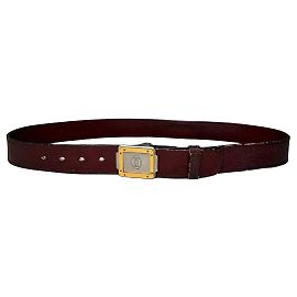 Cintura Vintage Cartier in Pelle Burgundy Fibbia Dorata