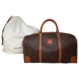 Céline Vintage Celine Monogram Canvas Duffle Bag Brown Tan