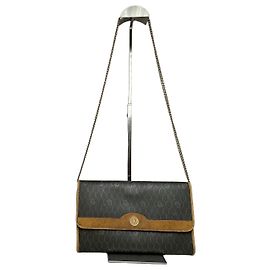 Clutch Vintage Dior Logo Hexagonal Canvas Oliva Mostaza
