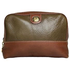 Necessaire Vintage Loewe in pelle martellata Olive Brown
