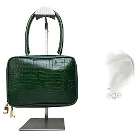 Sac à main Vintage Courreges en cuir embossé crocodile Vert foncé