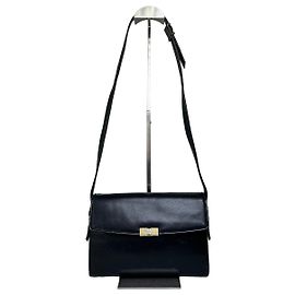 Vintage Givenchy Schultertasche aus Leder Schwarz Gold