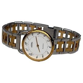 Hermès Reloj Vintage Hermes Stainless Steel Hebilla Dorada Silver Gold
