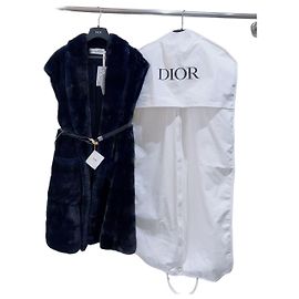 Dior Nerzmant Schwarz mit Gürtel Größe 36
