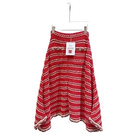 Falda Chanel Roja de Algodón de Talle Alto 36
