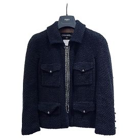 Chanel Jacke aus schwarzem Tweed Größe 34