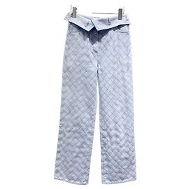 Pantalones Chanel Azules de Algodón Acolchados