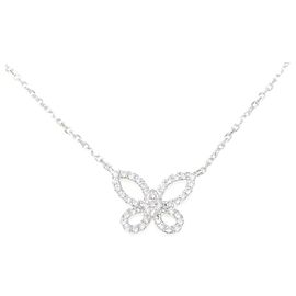 Autre Marque Collar Graff Mini Butterfly Silhouette en oro blanco 750 y diamantes