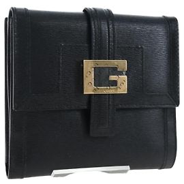 GUCCI G Trifold Wallet Leather Black