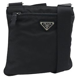 PRADA Shoulder Bag Nylon Black Silver
