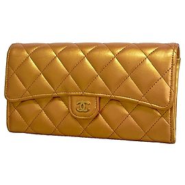Chanel Lange Geldbörse Metallic-Orange