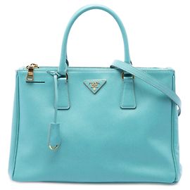 Borsa Prada Blue Medium Saffiano Lux Galleria Double Zip Satchel