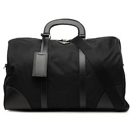 Borsa da viaggio Prada in Tessuto con rifiniture in Saffiano nero