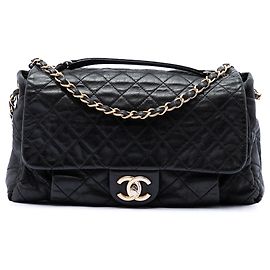 Chanel Black Large Quilted Iridescent Calfskin Chic Quilt Flap
