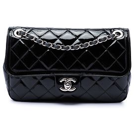 Chanel Black Small Quilted Patent Coco Shine Flap