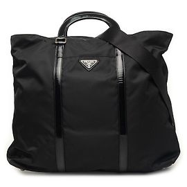 Borsa tote convertibile Prada in Tessuto nero