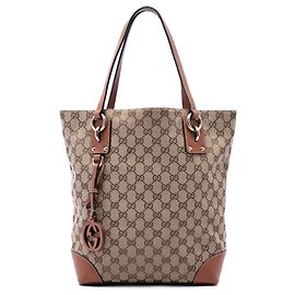 Gucci Beige GG Canvas GG Charm Tote