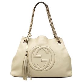 Borsa Tote Soho Chain Gucci in pelle di vitello bianca, taglia Medium