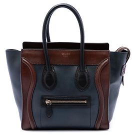 Céline Celine Mini Luggage Tote in pelle tricolore blu