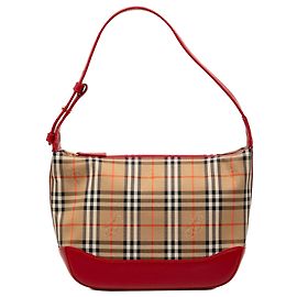 Borsa a tracolla Burberry Beige Haymarket Check Canvas
