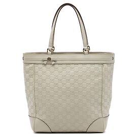 Gucci White Guccissima Mayfair Tote