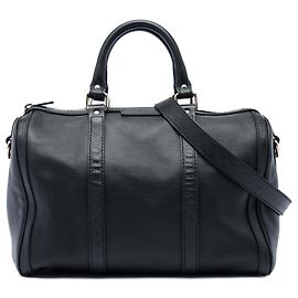 Sac Boston Joy Gucci en cuir de veau noir taille Medium avec garniture Guccissima
