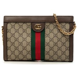 Gucci Beige Small GG Supreme Web Ophidia Chain Crossbody