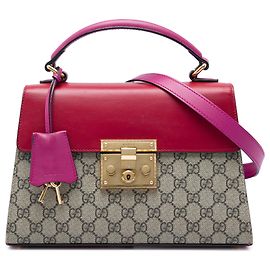 Borsa Satchel Gucci Beige Small GG Supreme con Lucchetto