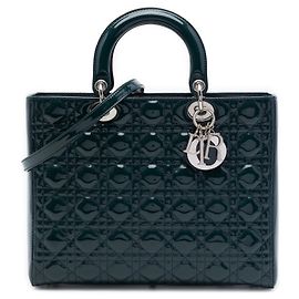 Dior Green Large Patent Cannage Lady Dior